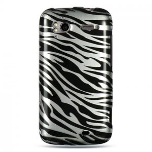 Hard Plastic Design Cover Case for HTC Sensation 4G - Silver and Black Zebra