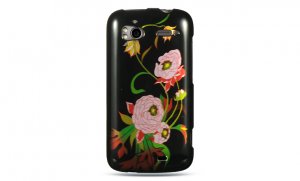 Hard Plastic Design Cover Case for HTC Sensation 4G - Black Peony