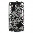 Hard Plastic Design Cover Case for HTC Sensation 4G - Black Skulls