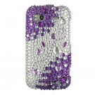 Hard Plastic Bling Rhinestone Design Case for HTC Sensation 4G - Purple and Silver
