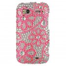 Hard Plastic Bling Rhinestone Design Case for HTC Sensation 4G - Hot Pink Lace