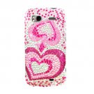 Hard Plastic Bling Rhinestone Design Case for HTC Sensation 4G - Pink Glitter Hearts