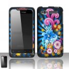 Hard Plastic Rubber Feel Design Case for HTC Merge 6325 - Rainbow Flowers