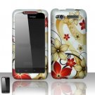 Hard Plastic Rubber Feel Design Case for HTC Merge 6325 - Red and Gold Flowers