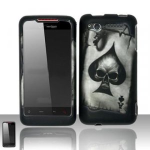 Hard Plastic Rubber Feel Design Case for HTC Merge 6325 - Ace of Spade Skull