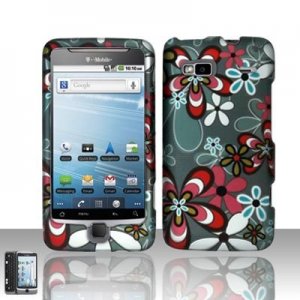 Hard Plastic Rubber Feel Design Case for HTC G2 - Flower Bed