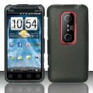 Hard Plastic Rubber Feel Design Case for HTC Evo 3D - Carbon Fiber