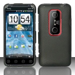 Hard Plastic Rubber Feel Design Case for HTC Evo 3D - Carbon Fiber