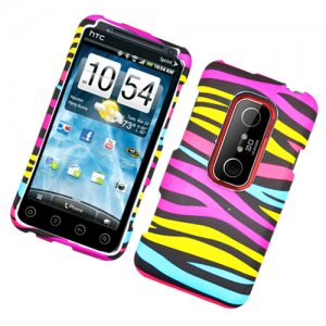 Hard Plastic Rubber Feel Design Case for HTC Evo 3D - Abstract Zebra