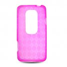 Crystal Gel Check Design Skin Case for HTC Evo 3D - Hot Pink