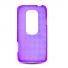 Crystal Gel Check Design Skin Case for HTC Evo 3D - Purple