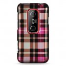 Hard Plastic Design Cover Case for HTC Evo 3D - Hot Pink Check