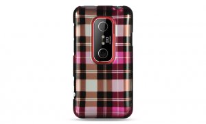 Hard Plastic Design Cover Case for HTC Evo 3D - Hot Pink Check