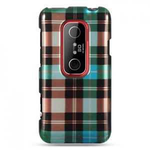 Hard Plastic Design Cover Case for HTC Evo 3D - Blue Check