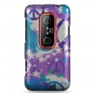 Hard Plastic Design Cover Case for HTC Evo 3D - Purple Stars and Peace Signs