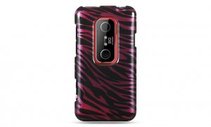 Hard Plastic Design Cover Case for HTC Evo 3D - Purple and Black Zebra
