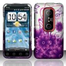 Hard Plastic Design Cover Case for HTC Evo 3D - Purple Flowers and Butterfly
