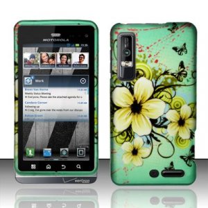 Hard Plastic Rubber Feel Design Case for Motorola Droid 3 - Natural Flowers