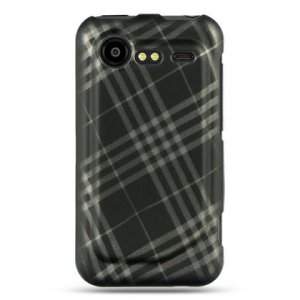 Hard Plastic Rubber Feel Design Case for HTC Incredible 2 6350 - Smoke Diagonal Check