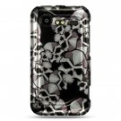 Hard Plastic Design Cover Case for HTC Incredible 2 6350 - Black Skulls
