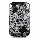 Hard Plastic Design Case for Blackberry Bold 9900/9930 - Black Skulls