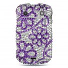 Hard Plastic Bling Rhinestone Design Case for Blackberry Bold 9900/9930 - Purple Lace