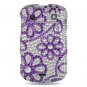Hard Plastic Bling Rhinestone Design Case for Blackberry Bold 9900/9930 - Purple Lace