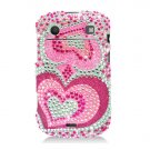 Hard Plastic Bling Rhinestone Design Case for Blackberry Bold 9900/9930 - Pink Hearts
