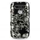 Hard Plastic Design Case for Blackberry Torch 9850/9860 - Black Skulls