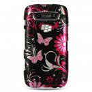 Hard Plastic Design Case for Blackberry Torch 9850/9860 - Pink Butterfly