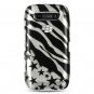 Hard Plastic Design Case for Blackberry Torch 9850/9860 - Silver Zebra and Stars