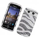 Hard Plastic Bling Rhinestone Design Case for Blackberry Torch 9850/9860 - Silver and Black Zebra