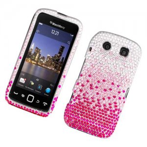 Hard Plastic Bling Rhinestone Design Case for Blackberry Torch 9850/9860 - Silver and Pink Waterfall