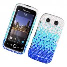 Hard Plastic Bling Rhinestone Design Case for Blackberry Torch 9850/9860 - Silver and Blue Waterfall