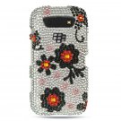 Hard Plastic Bling Rhinestone Design Case for Blackberry Torch 9850/9860 - Black Daisy