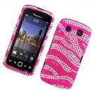 Hard Plastic Bling Rhinestone Design Case for Blackberry Torch 9850/9860 - Hot Pink Zebra