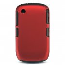 2-in-1 Hard Rubber Cover Case + Black Silicone Skin for Blackberry Curve 8520 - Red