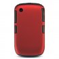 2-in-1 Hard Rubber Cover Case + Black Silicone Skin for Blackberry Curve 8520 - Red