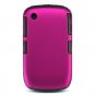 2-in-1 Hard Rubber Cover Case + Black Silicone Skin for Blackberry Curve 8520 - Hot Pink