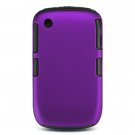 2-in-1 Hard Rubber Cover Case + Black Silicone Skin for Blackberry Curve 8520 - Purple