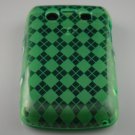 Crystal Gel Check Design Skin Case for Blackberry Bold 9700/9780 - Green
