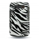 2-in-1 Hard Rubber Cover Case + Black Silicone Skin for Blackberry Bold - Silver and Black Zebra