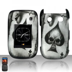 Hard Plastic Rubber Feel Design Case for Blackberry Style 9670 - Ace of Spade Skull