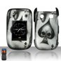 Hard Plastic Rubber Feel Design Case for Blackberry Style 9670 - Ace of Spade Skull