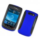 Hard Plastic Rubber Feel Hybrid Case for Blackberry Torch 9800 - Blue and Black