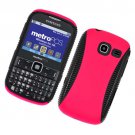 Hard Plastic Hybrid Case for Samsung Freeform III R380 - Hot Pink and Black