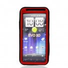 Hard Plastic Hybrid Case for HTC Evo 3D - Black and Red