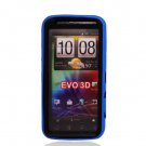 Hard Plastic Hybrid Case for HTC Evo 3D - Blue and Black