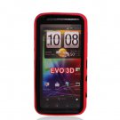 Hard Plastic Hybrid Case for HTC Evo 3D - Red and Black