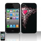 Hard Plastic Rubber Feel Design Case for Apple iPhone 4/4S - Royal Heart